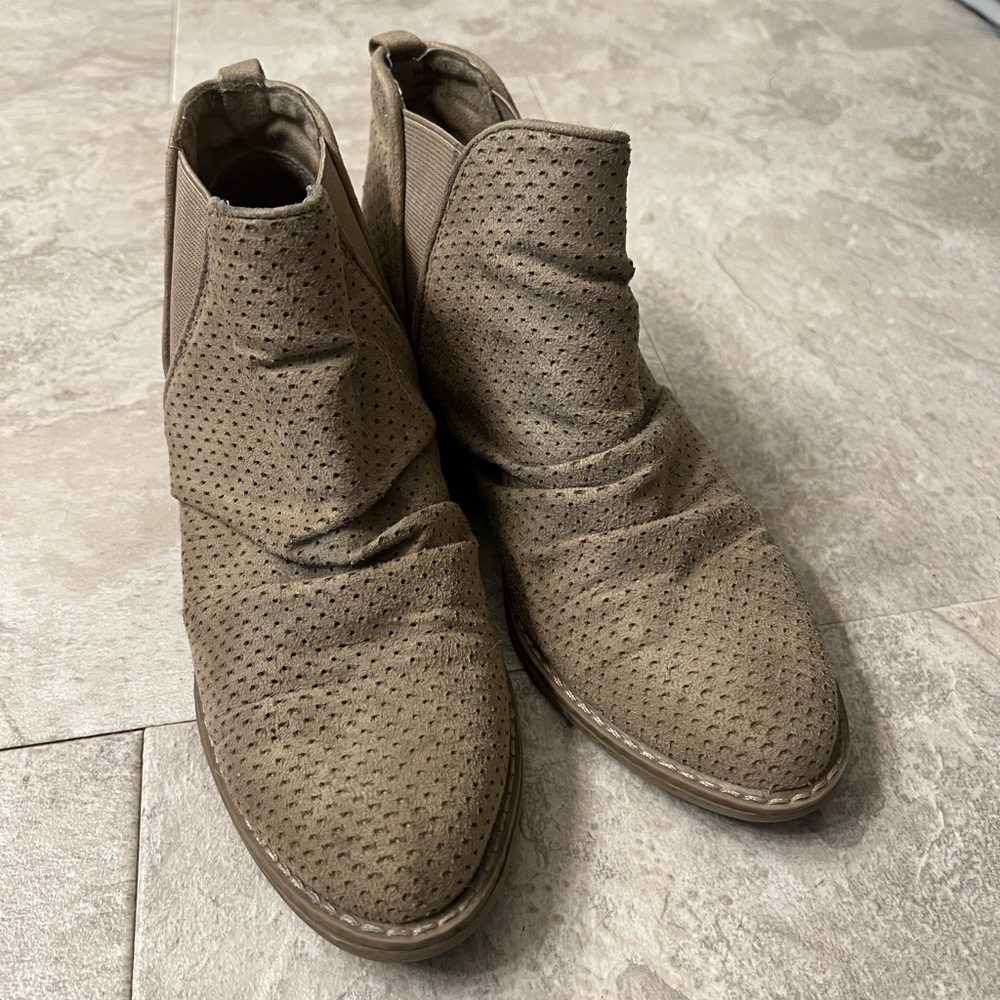 Report Perforated Tan Ankle Boots